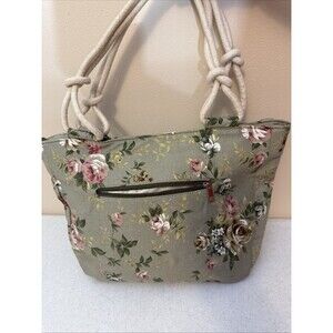 Farmhouse Is My Style Green w/ Roses Floral Shoulder Bag Purse Tote Flowers